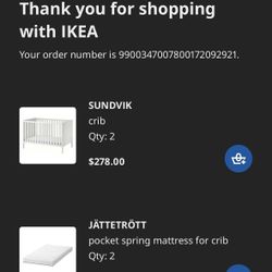 IKEA Crib - SUNDVIK with Mattress 