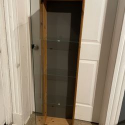 Wood With Glass Storage Shelf Unit 