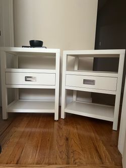 Pair of white Pottery Barn nightstands