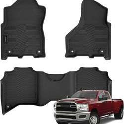 All Weather Floor Mats for 2019-2025 2026 Ram 2500/3500 Crew Cab High Wall,All-Weather,All Season,Odorless,Anti Slip,Rain&Salt Resistant,TP
