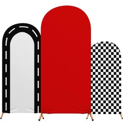 Mindsoft Fast Party Arch Backdrop Cover Set Of 3 Racing Theme Arch Covers Spandex Stretch Backdrop Stand 4ft, 5ft, 6ft For Wedding Birthday Banquet Ce