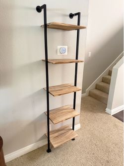 Industrial 5-Tier Bookshelf / Display Shelf – Rustic Brown & Black – $50 OBO