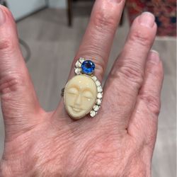 VERY COOL FACE RING-Blue Stone
