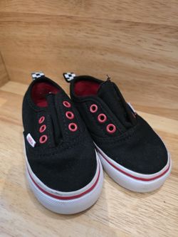 Baby Boys Vans Slip Ons Size 4, Apx 12 Month Or 1 Year Old Toddler Size