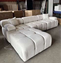 Large Tufted Sectional Sofa with Chaise