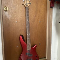 red bass guitar