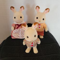 Calico Critters Sylvanian Families Chocolate Rabbit Family LOT Of 3