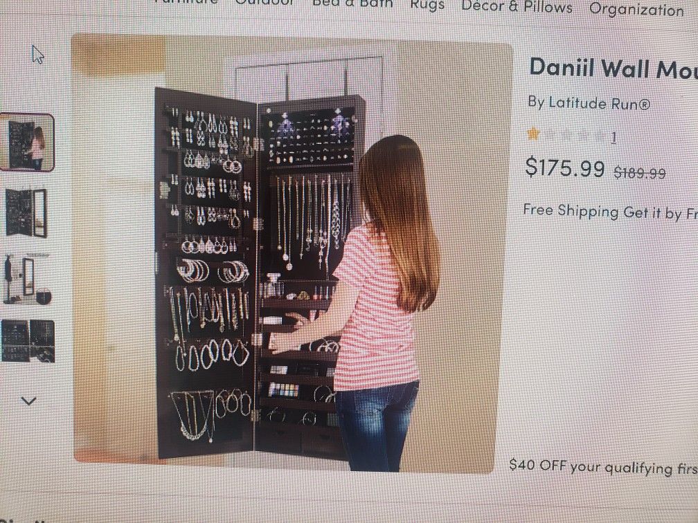 Daniil Wall Mounted Jewelry Armoire With Mirror