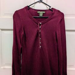 Sweater Long Sleeve Burgundy Eddie Bauer Woman's XS - XP