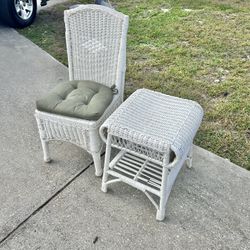 Wicker Chair And Accent Table 