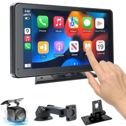 2025 Wireless Portable Carplay and Android Auto, Carplay Screen for Car with Mirror Link/AUX/FM,7" Touchscreen Bluetooth 5.0, Marine Stereos f
