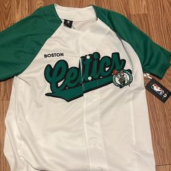 Men's Medium MD UNK Boston Celtics Baseball Style Jersey Green White Elite M