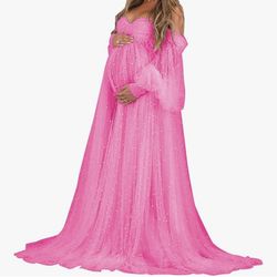 Pink pearl maternity dress