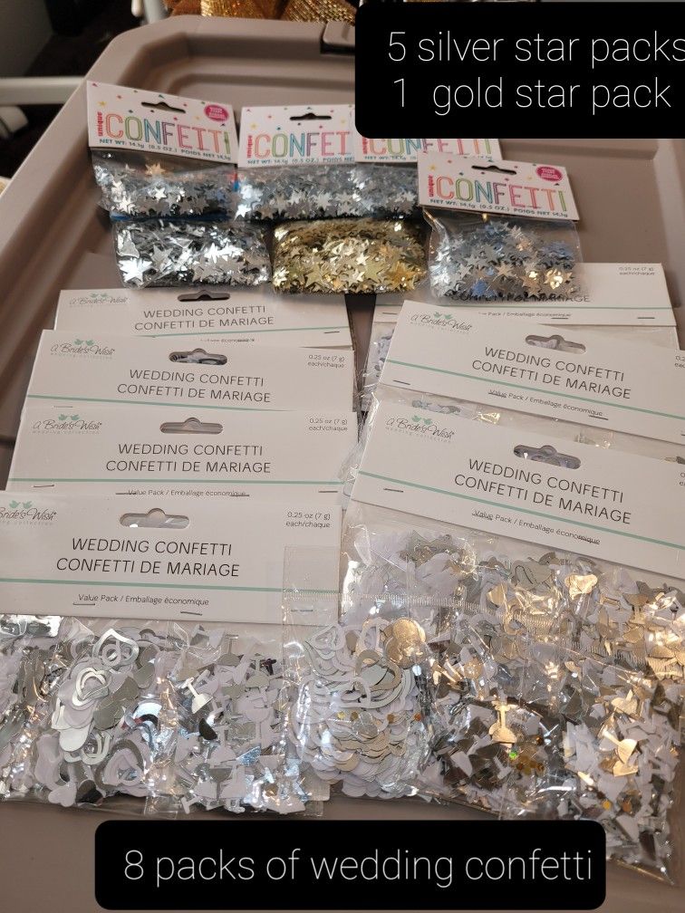 Silver Wedding Confetti And Gold And Silver Star Confetti