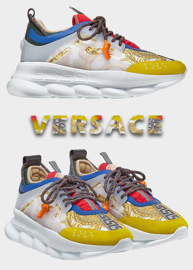 Versace 'chain Reaction' Sneakers With Logo in Yellow