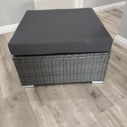 Rattan Ottoman Dark Grey