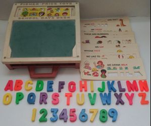 Fisher Price 1970's School Desk With Letters,Numbers and Stencils