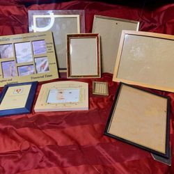 Lot of 9 Used Photo Frames Assorted Size & Color