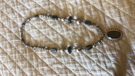 Sterling Silver Necklace With Black Stones Make Offer