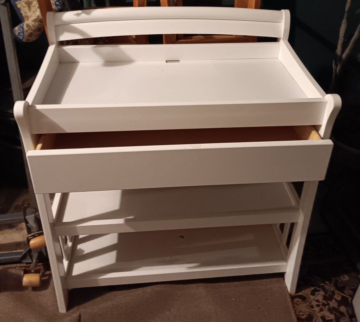 Baby Changing Table White W Drawer