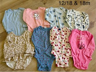 12/18 & 18m Toddler Girl Long Sleeve Onesie Lot