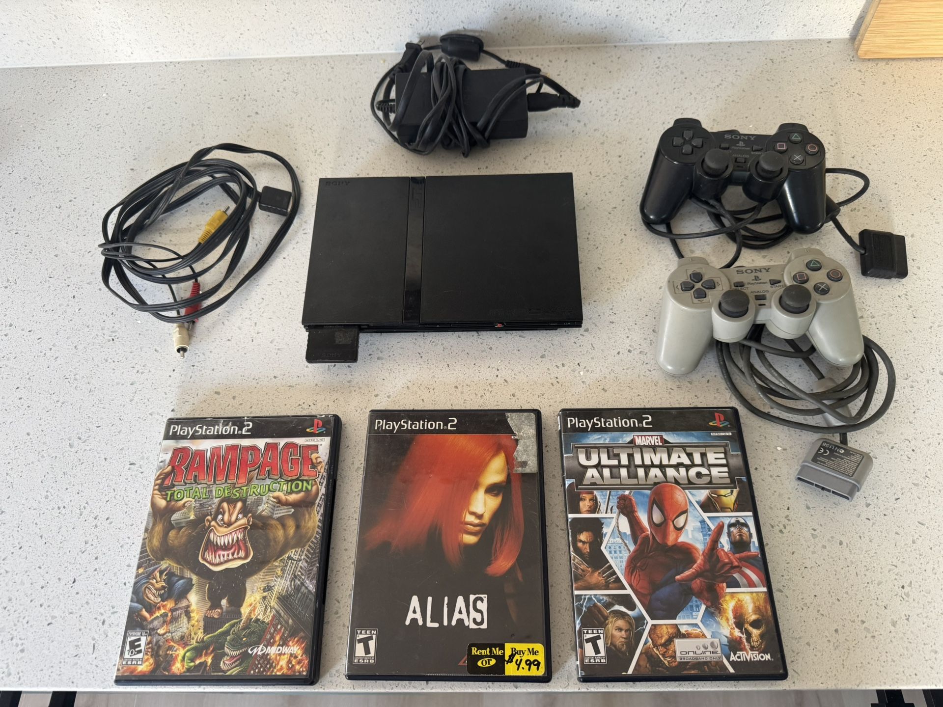 PS2 Playstation 2 Slim Video Game Console , Gaming Complete System (Tested/Works)