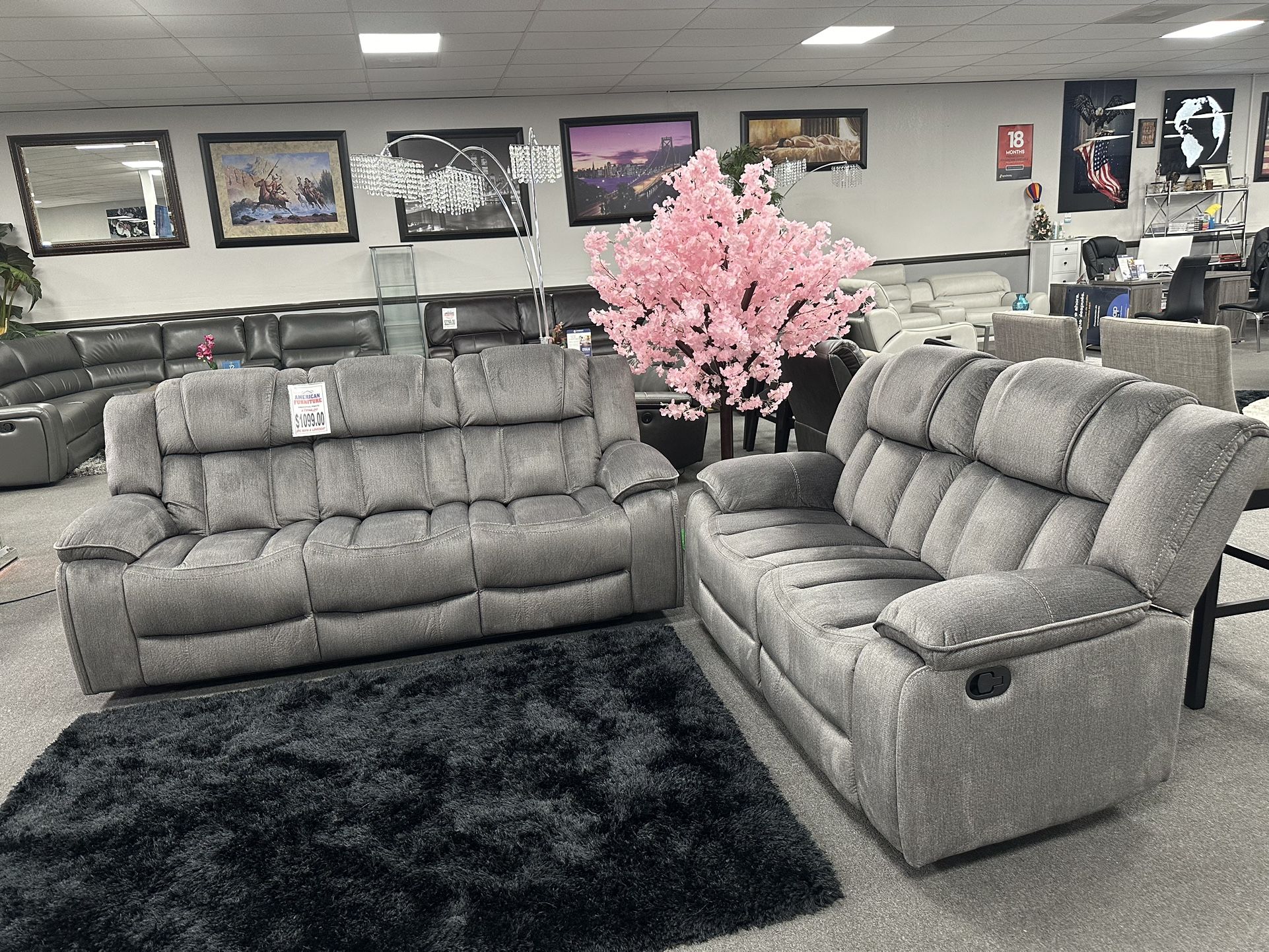 Gray Sofa & Loveseat w/ 4x Recliners
