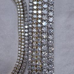 925 Sterling Silver Tennis Chain Necklace With Genuine Moissanite Size 16 Inch  - 24 Inch 3mm 4mm 5mm 6.5mm