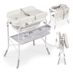 New Baby Bathtub with Foldable Changing Table
