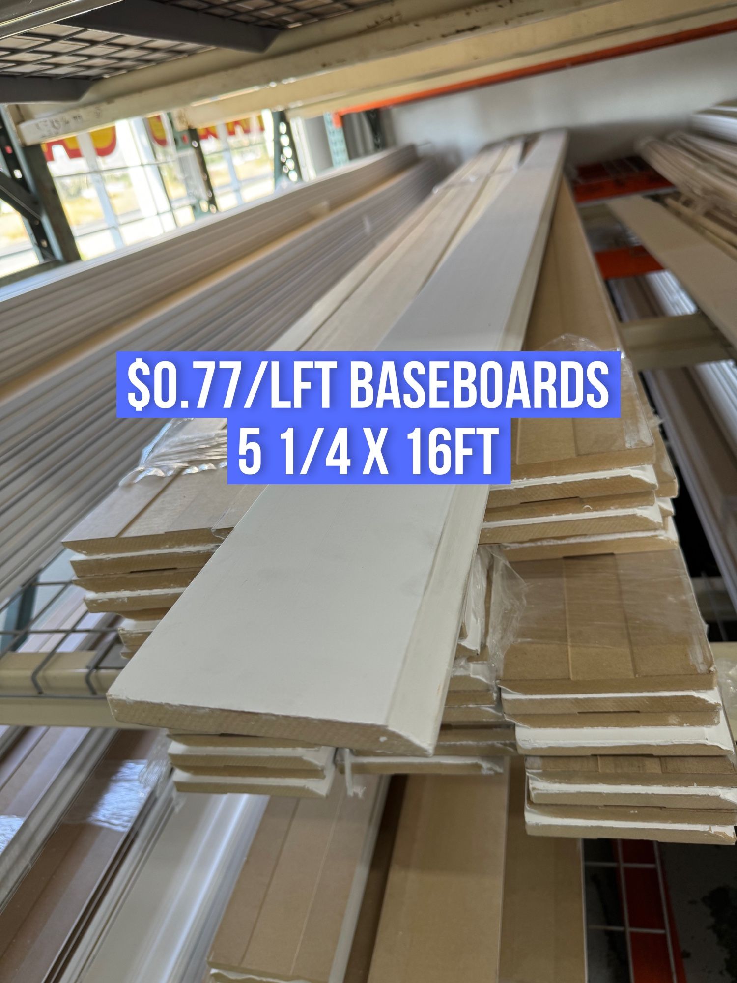 $0.77/lft Baseboards 5 1/4 X 16ft 