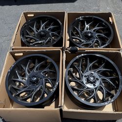 (4) 20” Fuel Gloss Black Milled Wheels - D741 