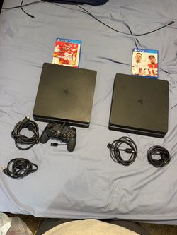Two PS4 Slim Consoles with Games and Cables