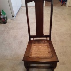 ANTIQUE  WOOD ROCKING  CHAIR HAND WOVEN SEAT   GOOD CONDITION   $60.   36 LENGTH  AND 16 WIDE.    