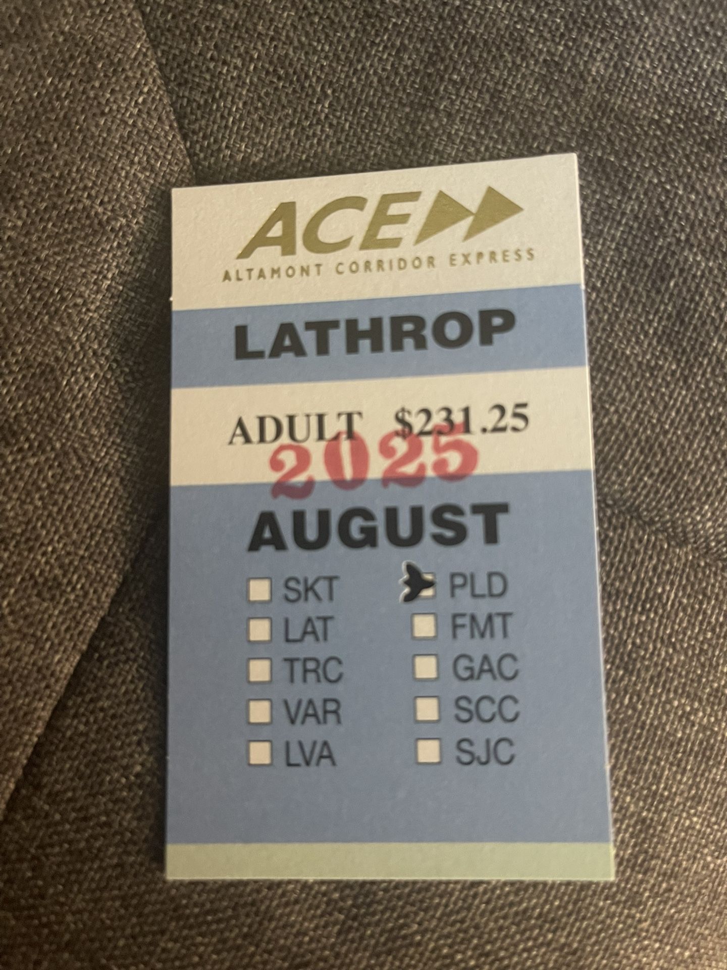 Ace Train Ticket