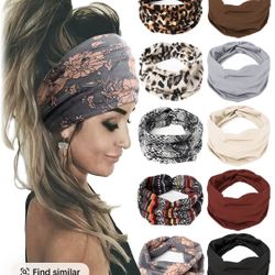 4Pcs Women's Hair Band Elastic Boho Multicolor Headband, Bandana Hair Scarf Women Headband Fashion Hair Accessories for Yoga, Sport & Running Elastic 