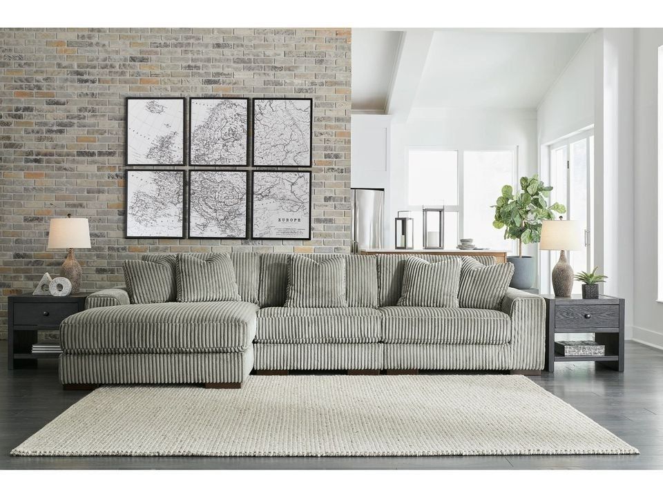 Large 3-Piece Modular Sectional with Chaise in Soft, Warm Neutral Fabric
