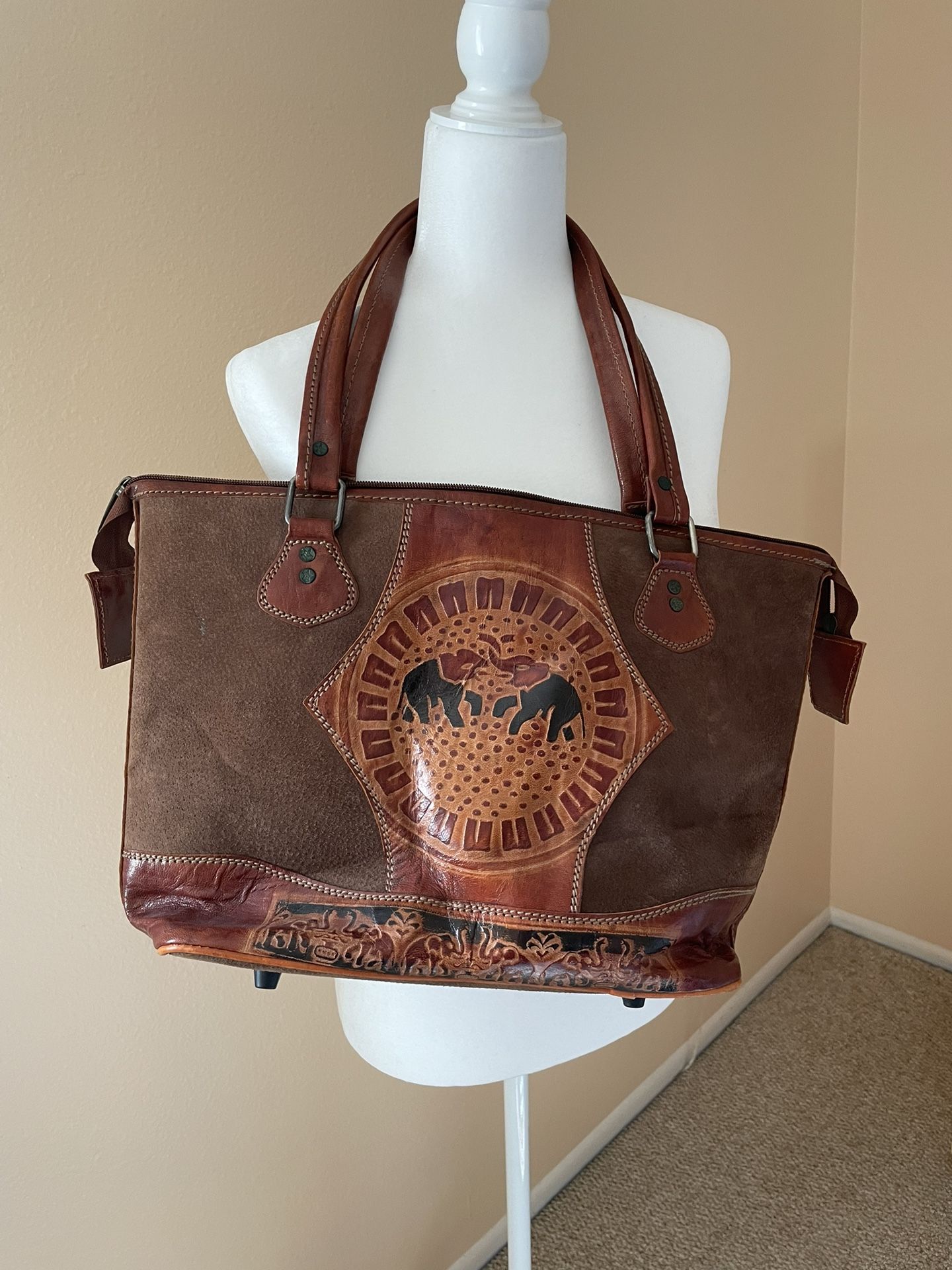 Brown Leather/Suede Tote Bag
