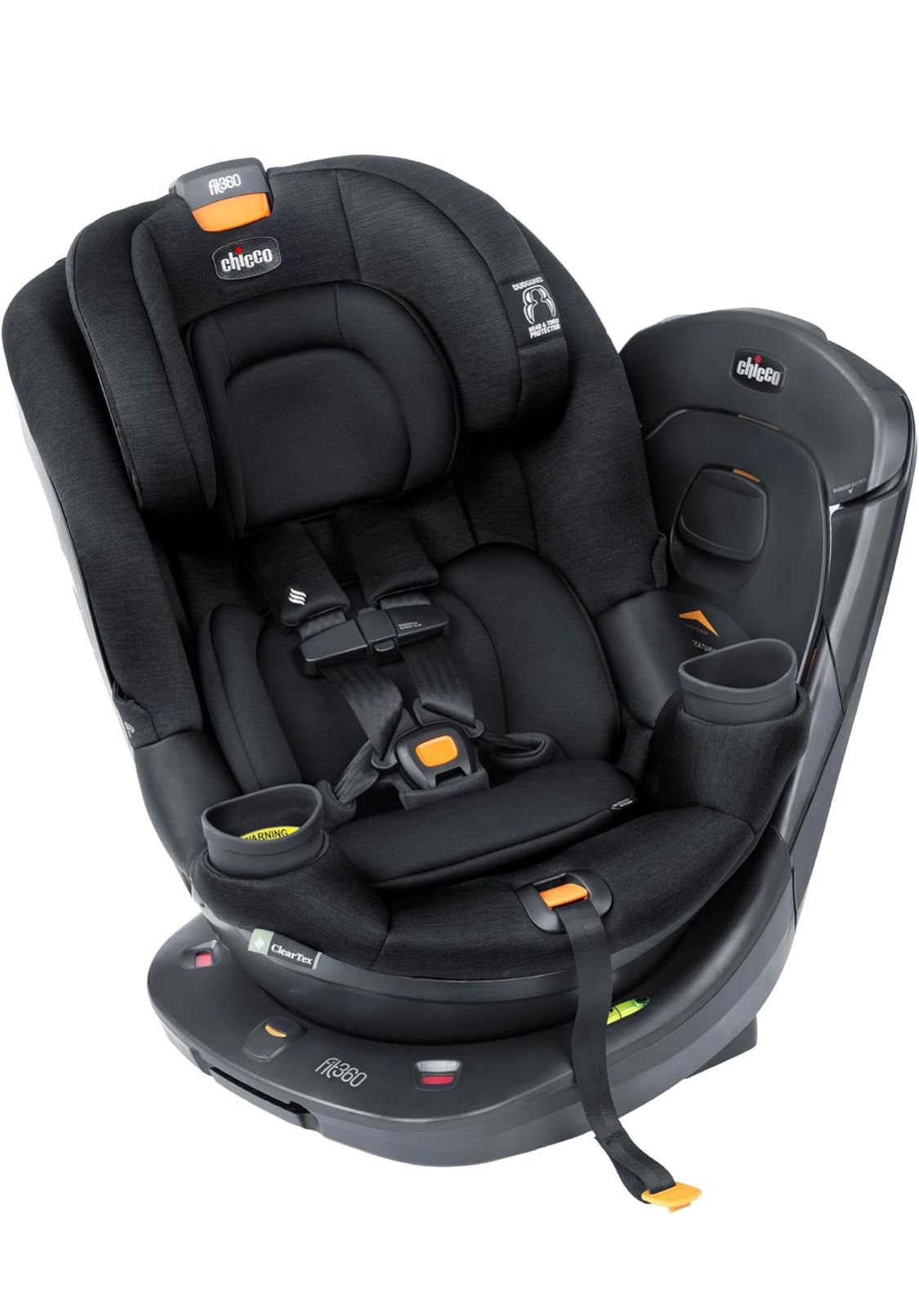 Chicco Fit360 ClearTex Rotating Convertible Car Seat with 360 Degree Rotation for Rear-Facing and Forward-Facing Usage, LeverLock Self-Tensioning Lock