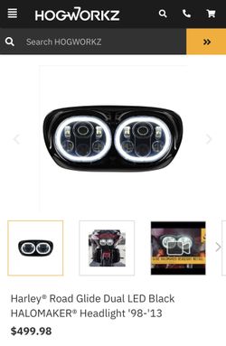 Harley® Road Glide Dual LED Black HALOMAKER® Headlight 1(contact info removed) by HOGWORKZ