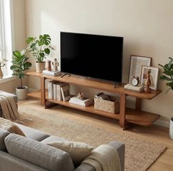 55" TV Stand, TV Console Table Entertainment Center for Living Room, Walnut
