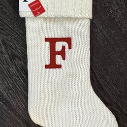 Wondershop Monogram Christmas Stocking Letter F Initial White Knit Target NWT