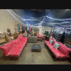 New Outdoor Patio Sectional Set with Aluminum Frame In Red