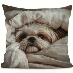 1pc Cute Shih Tzu Dog Pillow Cover 