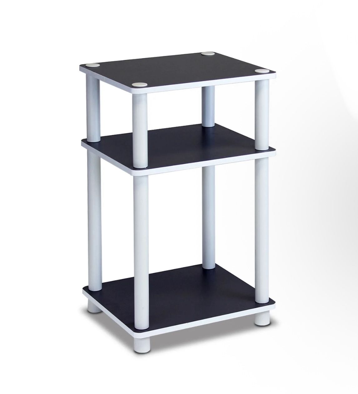 Just 3-Tier Turn-N-Tube End Table, 1-Pack, White/White, New in Box