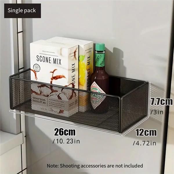Magnetic Refrigerator Organizer - Durable Metal Storage Basket (Large)
