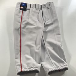 Mizuno Premier Youth XX-Large Baseball Pants Short Knickers Pant Gray w Red