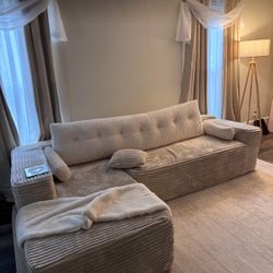  Sectional Couch with Comfy Chaise, Boneless L Shape Sofa 