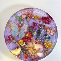 Real Dried  Flower Resin Block Used as Decoration, Coaster, Base