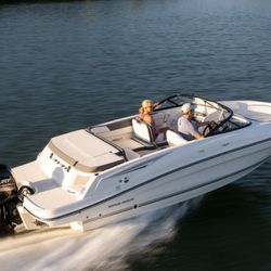 Brand New Bayliner VR5 with 150 hp Mercury and galvanized trailer .