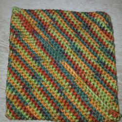 Handmade Double Thick Potholder In Variigated Yellow And Green